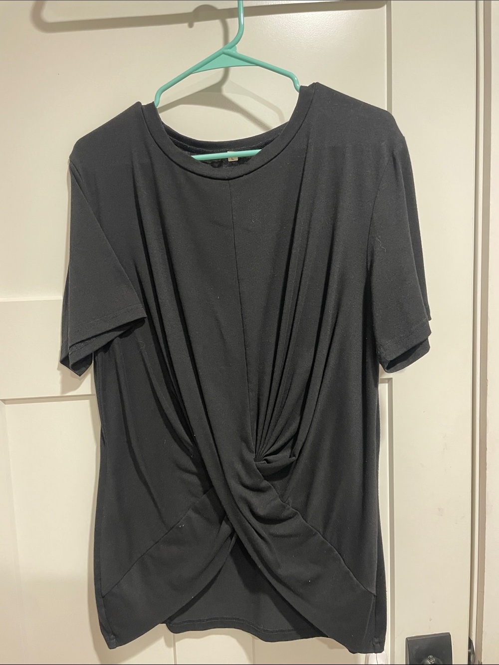 Women’s Black Twist-Front Short Sleeve Top